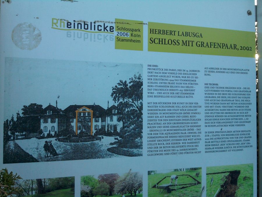 Köln-Stammheim, Texttafel zur Labusga-Plastik im Schlosspark