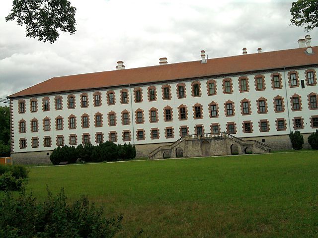 Meiningen, Schloss Elisabethenburg von der Werra aus